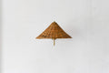 Hand-woven wicker cone rattan wall sconce brass gooseneck arm — Rattanology