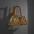 Chippendale Fretwork Wall Sconce — hand-woven bamboo and rattan, natural brown