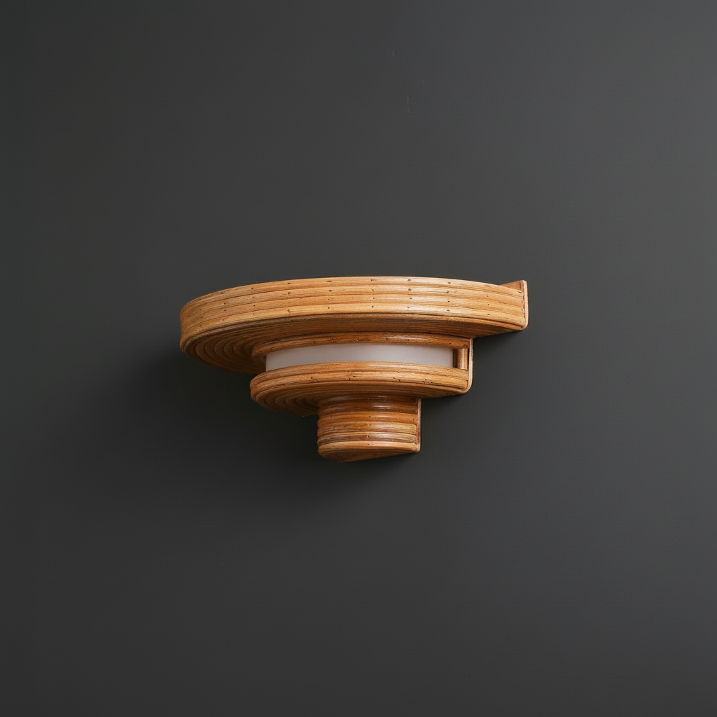 UFoo Wall Sconce by Bill Parry — sculptural rattan form, Rattanology