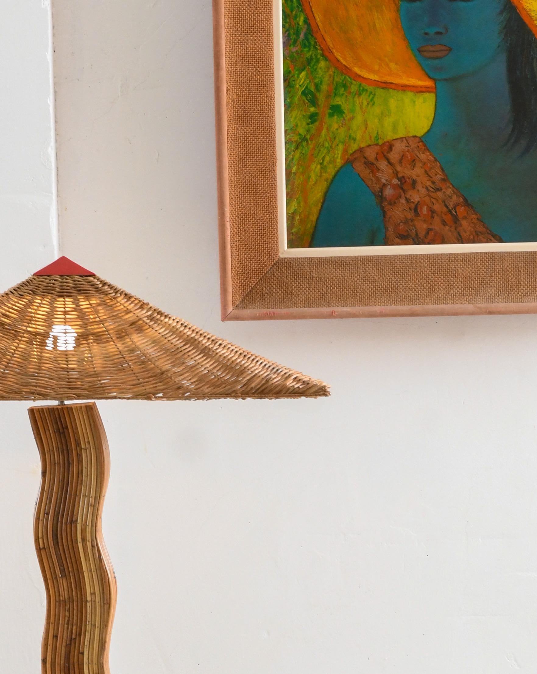 Organic Rattan Floor Lamp "Palette" | Mid-Century Modern Statement Lighting