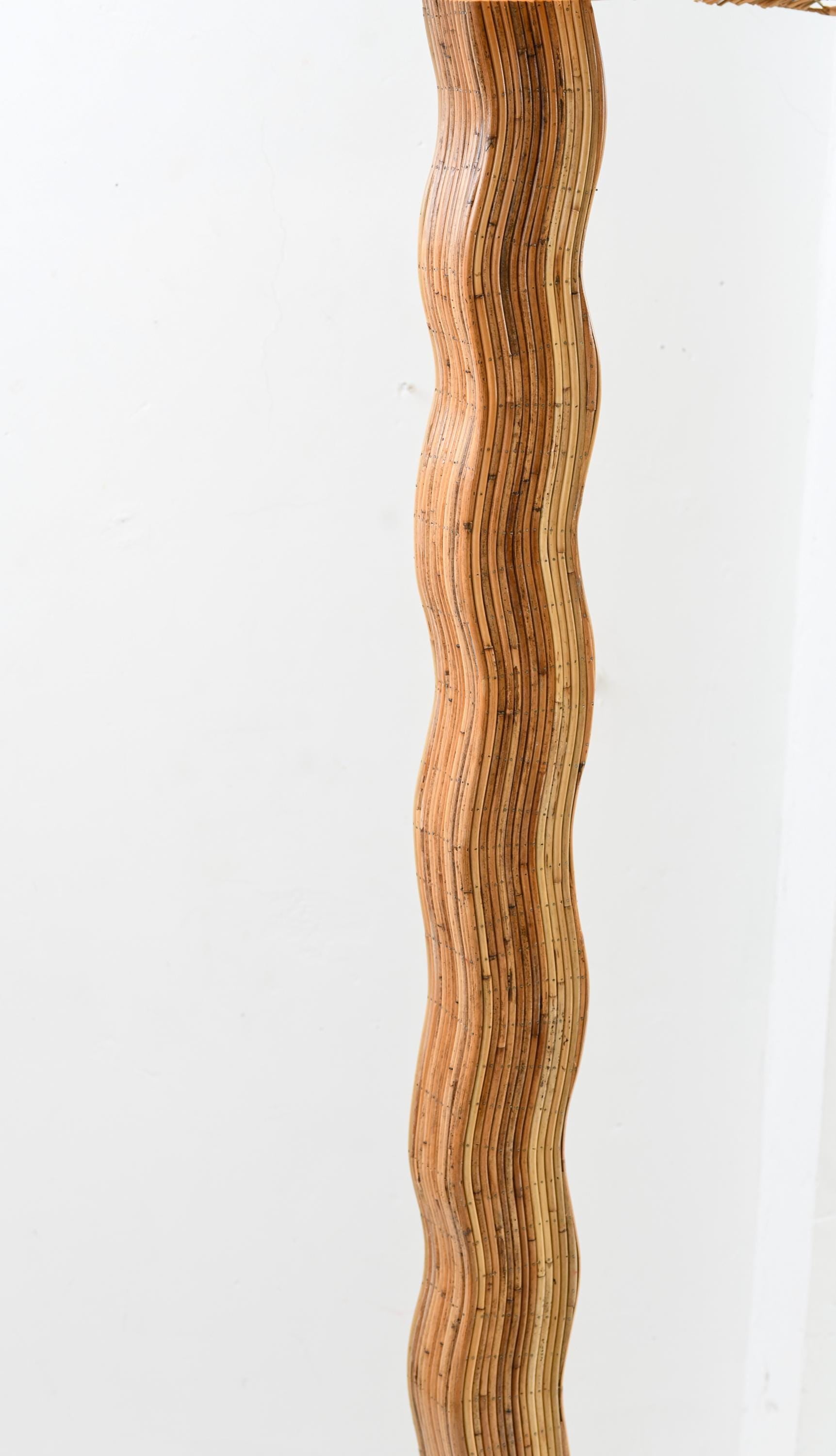 Organic Rattan Floor Lamp "Palette" | Mid-Century Modern Statement Lighting