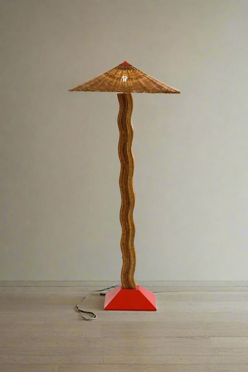 Organic Rattan Floor Lamp "Palette" | Mid-Century Modern Statement Lighting