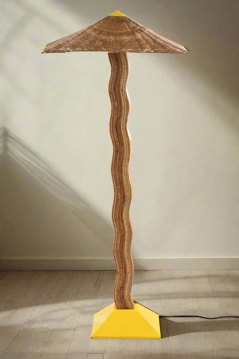 Organic Rattan Floor Lamp "Palette" | Mid-Century Modern Statement Lighting