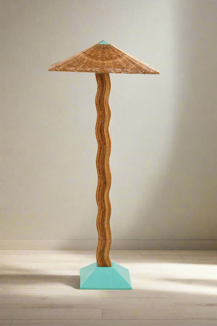 Organic Rattan Floor Lamp "Palette" | Mid-Century Modern Statement Lighting