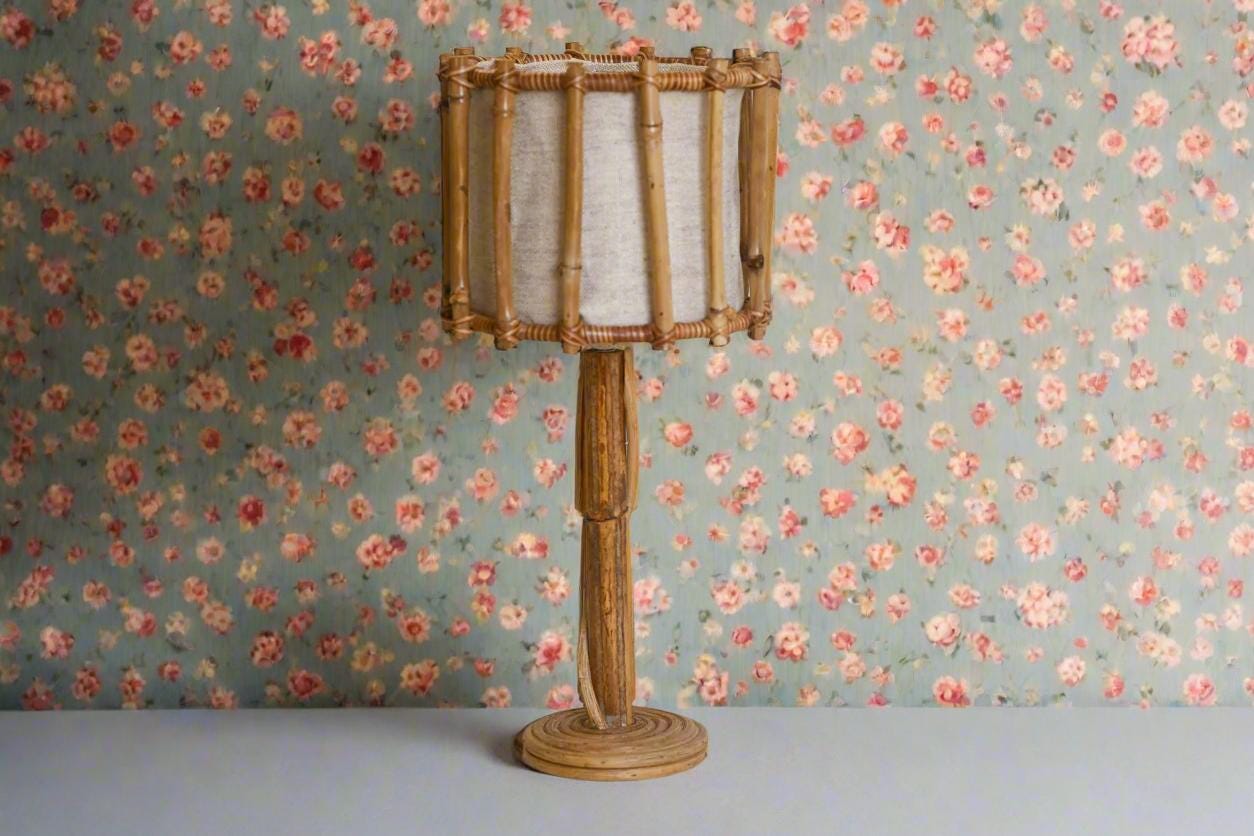 Vintage Style Bamboo Rattan Table Lamp, Palo Design