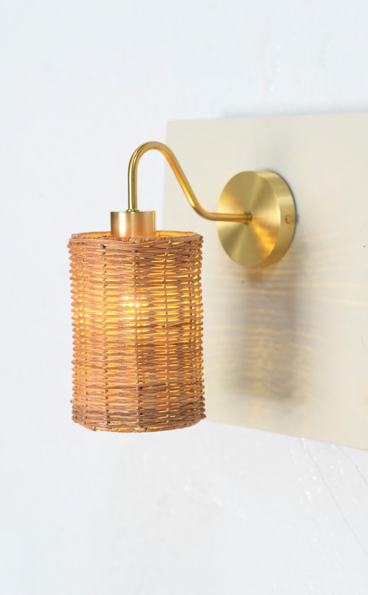Wicker & Brass Wall Sconce (Set of 2)