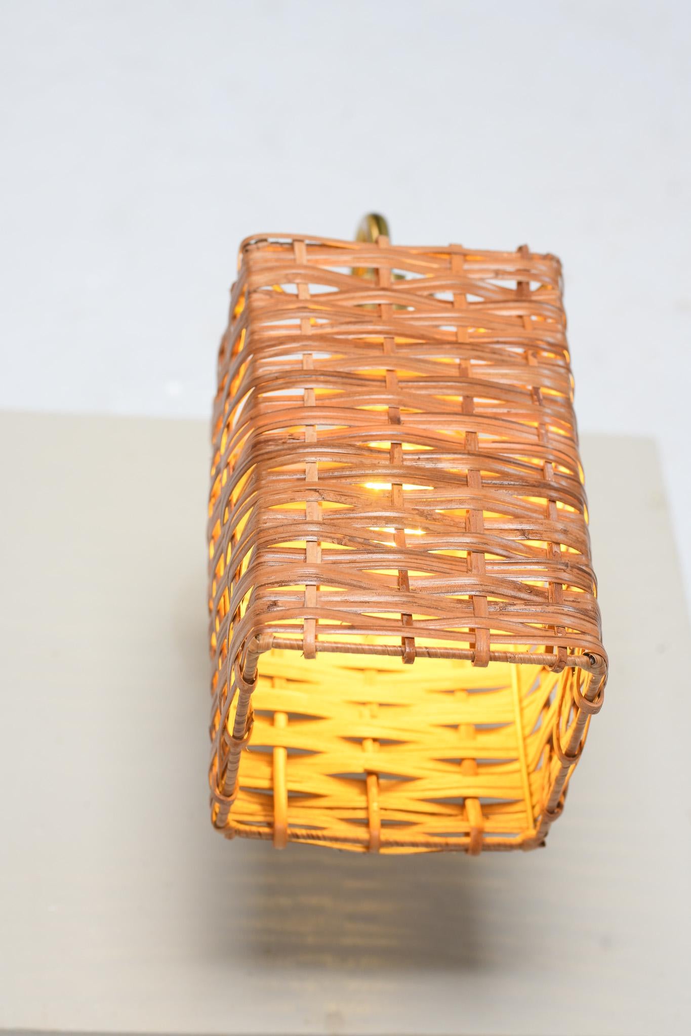 Square Rattan Wall Sconce (Set of 2)