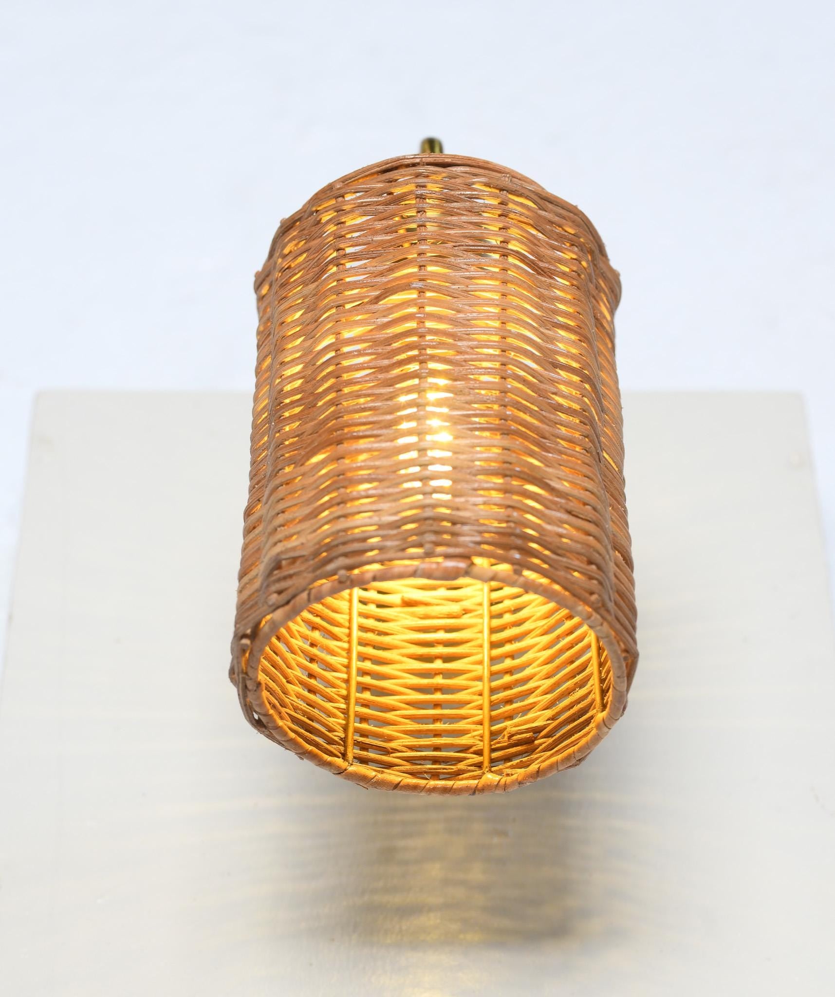 Wicker & Brass Wall Sconce (Set of 2)