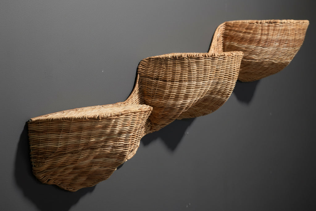Sculptural Wicker Display Shelves | Custom Retail Wall Shelving