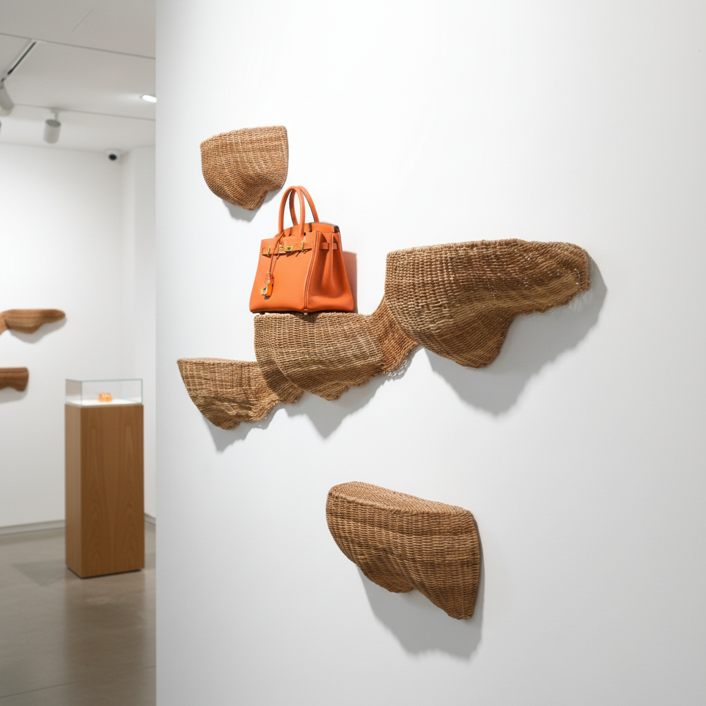 Sculptural Wicker Display Shelves | Custom Retail Wall Shelving