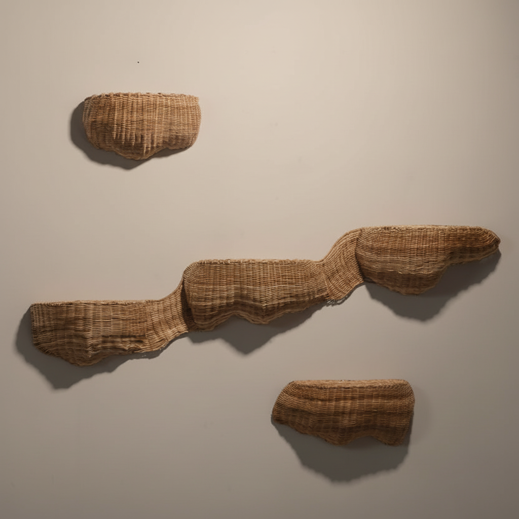 Sculptural Wicker Display Shelves | Custom Retail Wall Shelving