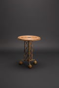 Side Table wrought Iron Rattan Whimsical Jean Royere inspired