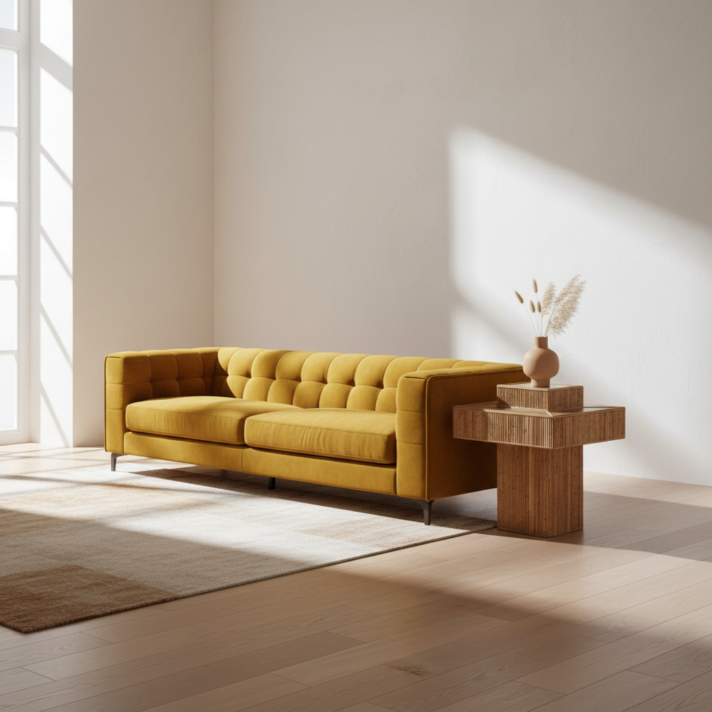 Geometric Rattan Prism Side Table with Brass Top