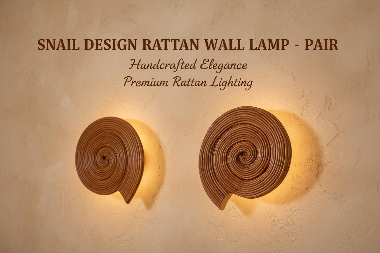 Rattan Wall Lamp Sea Shell Design