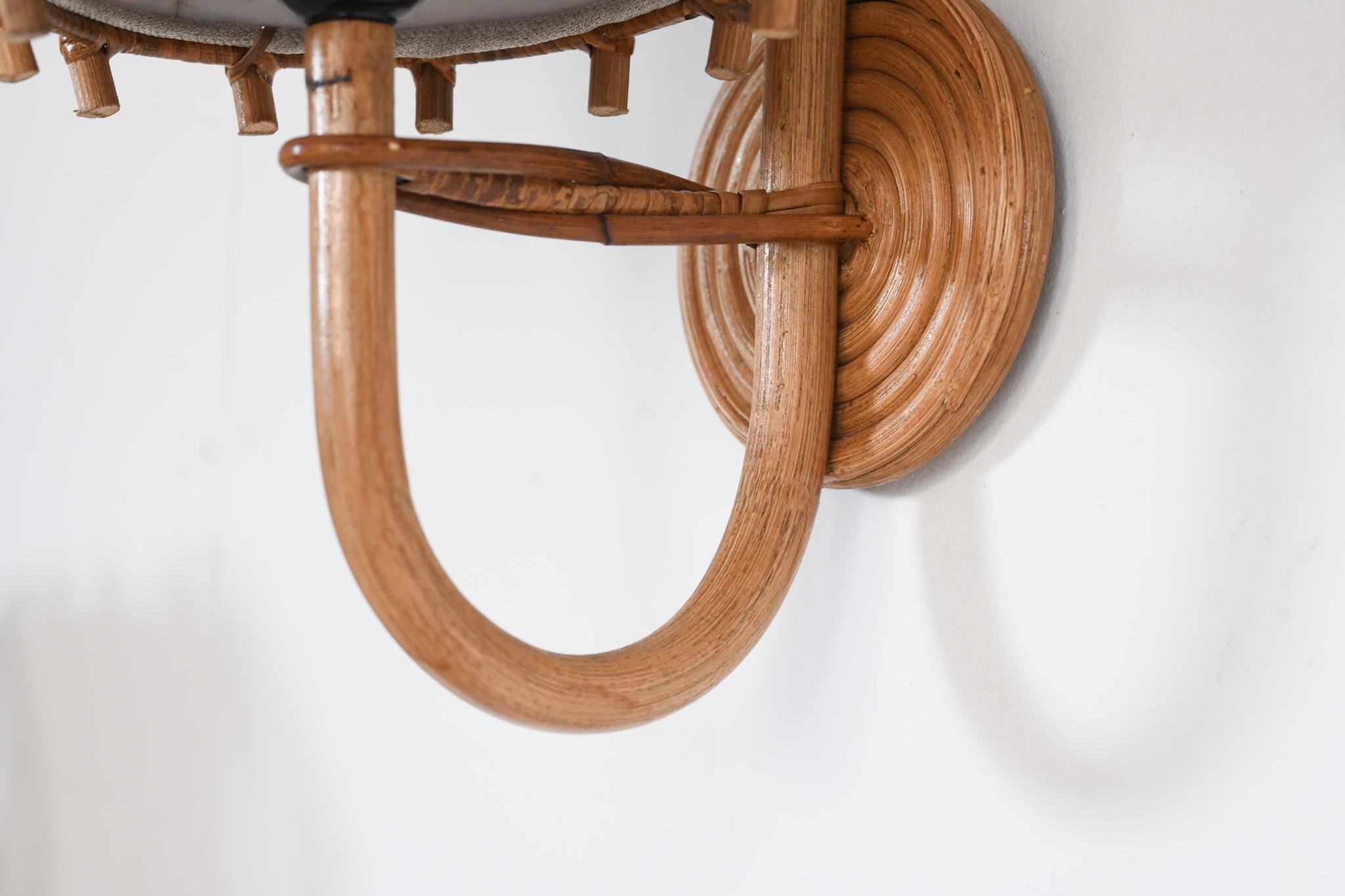 Pair of Bent Rattan Wall Sconce