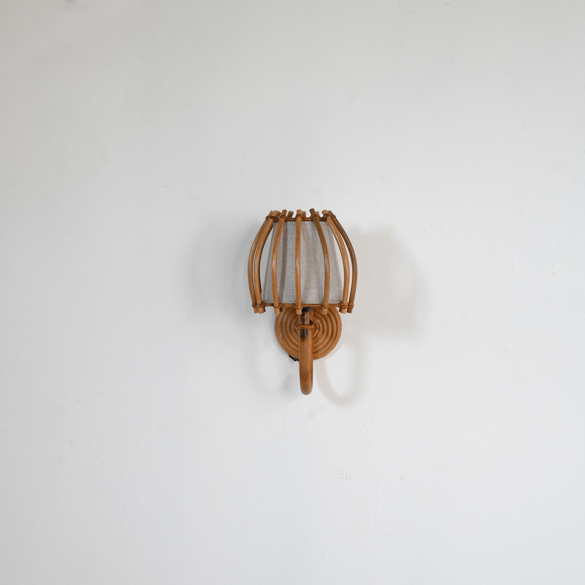 Pair of Bent Rattan Wall Sconce