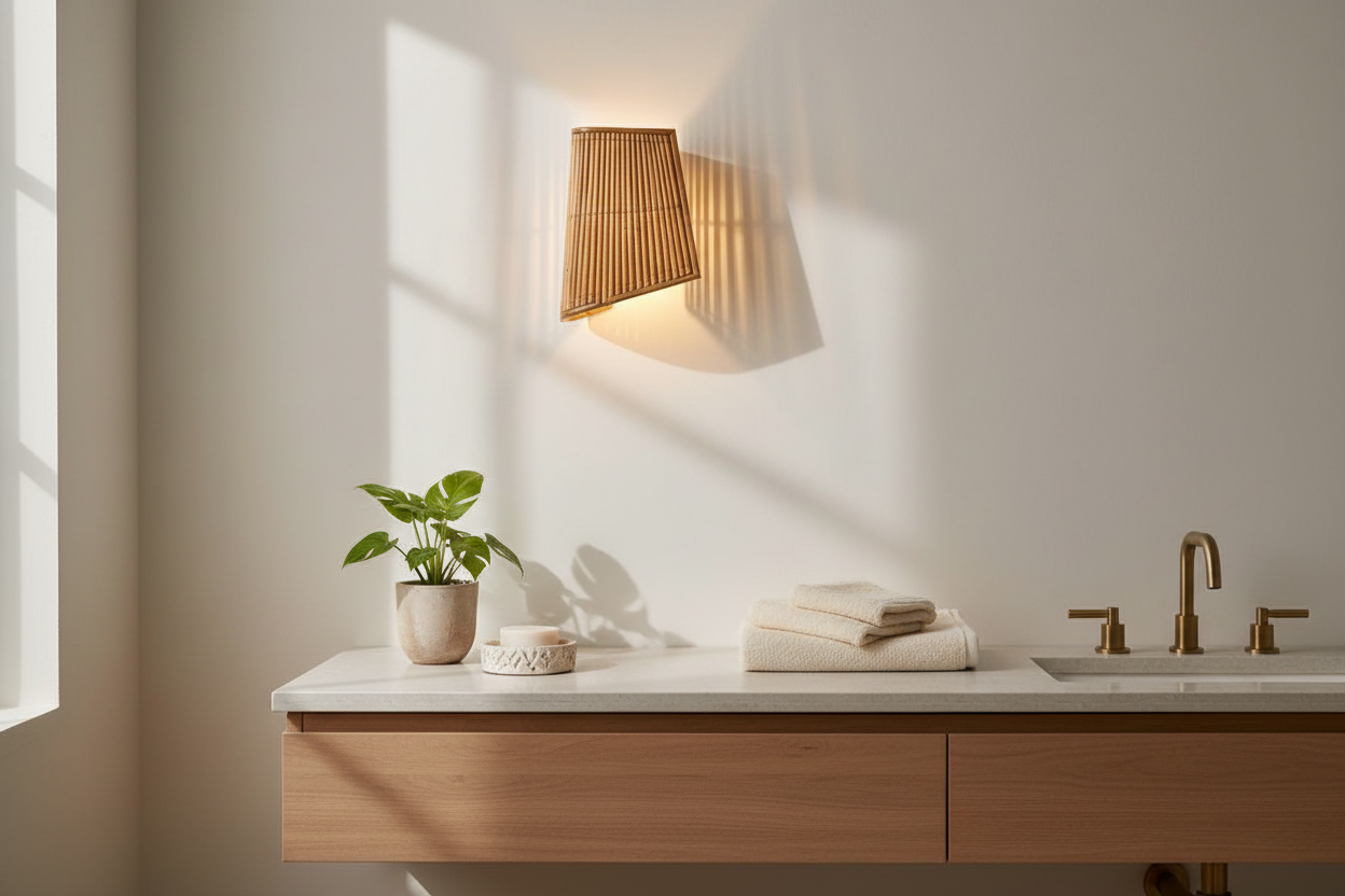 Italian Rattan Wall Sconce Lifestyle Photo