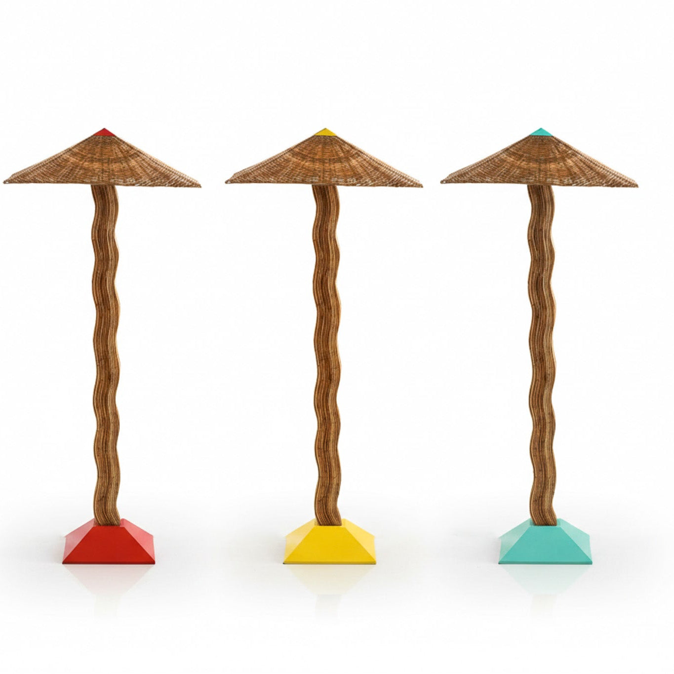 Organic Rattan Floor Lamp "Palette" | Mid-Century Modern Statement Lighting