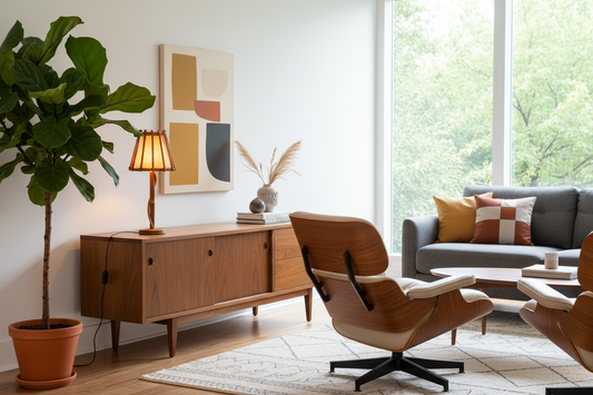 Palo Rattan Table Lamp - Mid-Century Modern Living Room