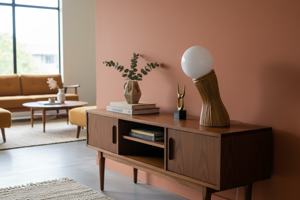 Pencil reed lamp in living room