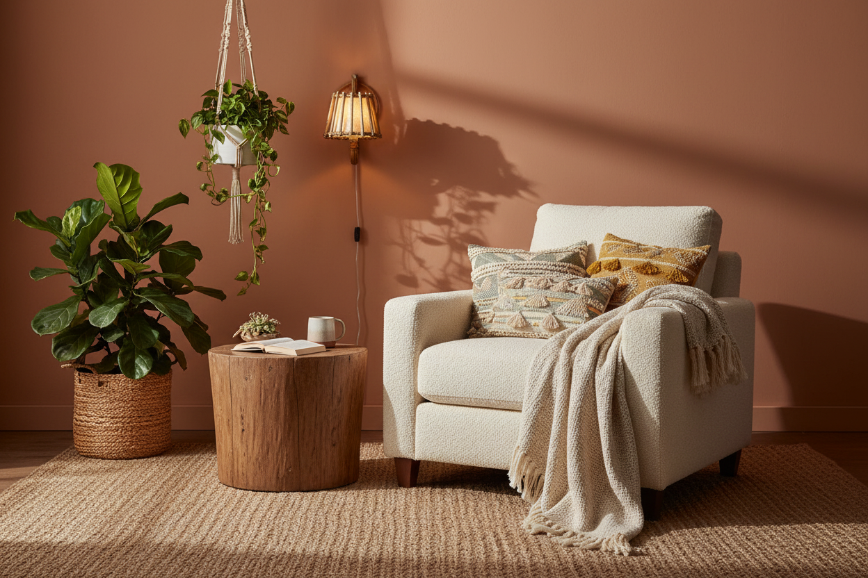 Pencil reed sconce in living room