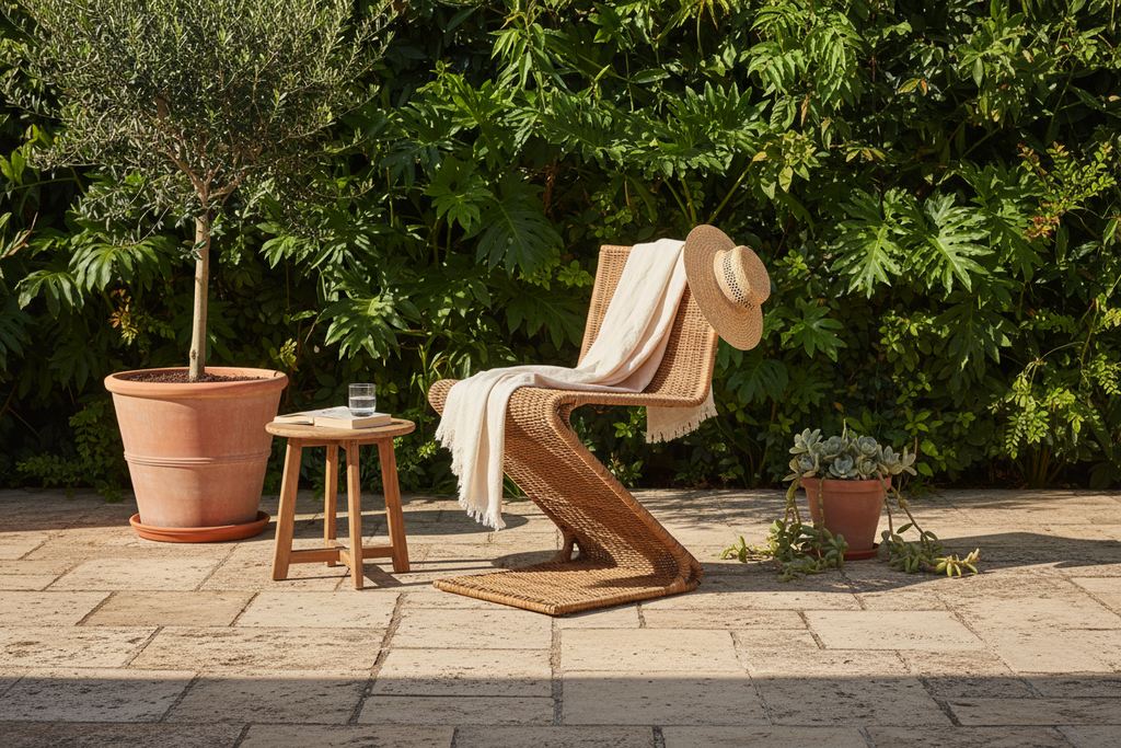 Rattan chair on outdoor patio