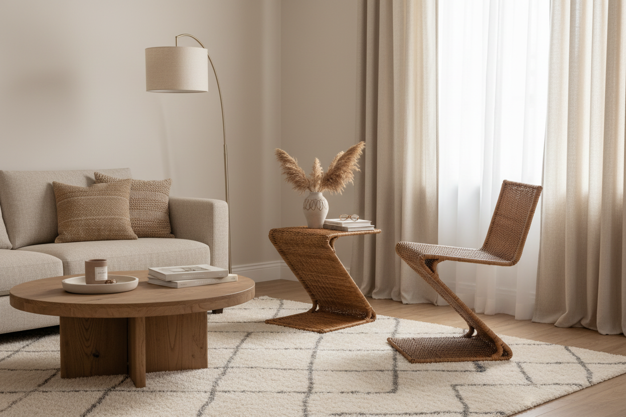 Rattan chairs in living room