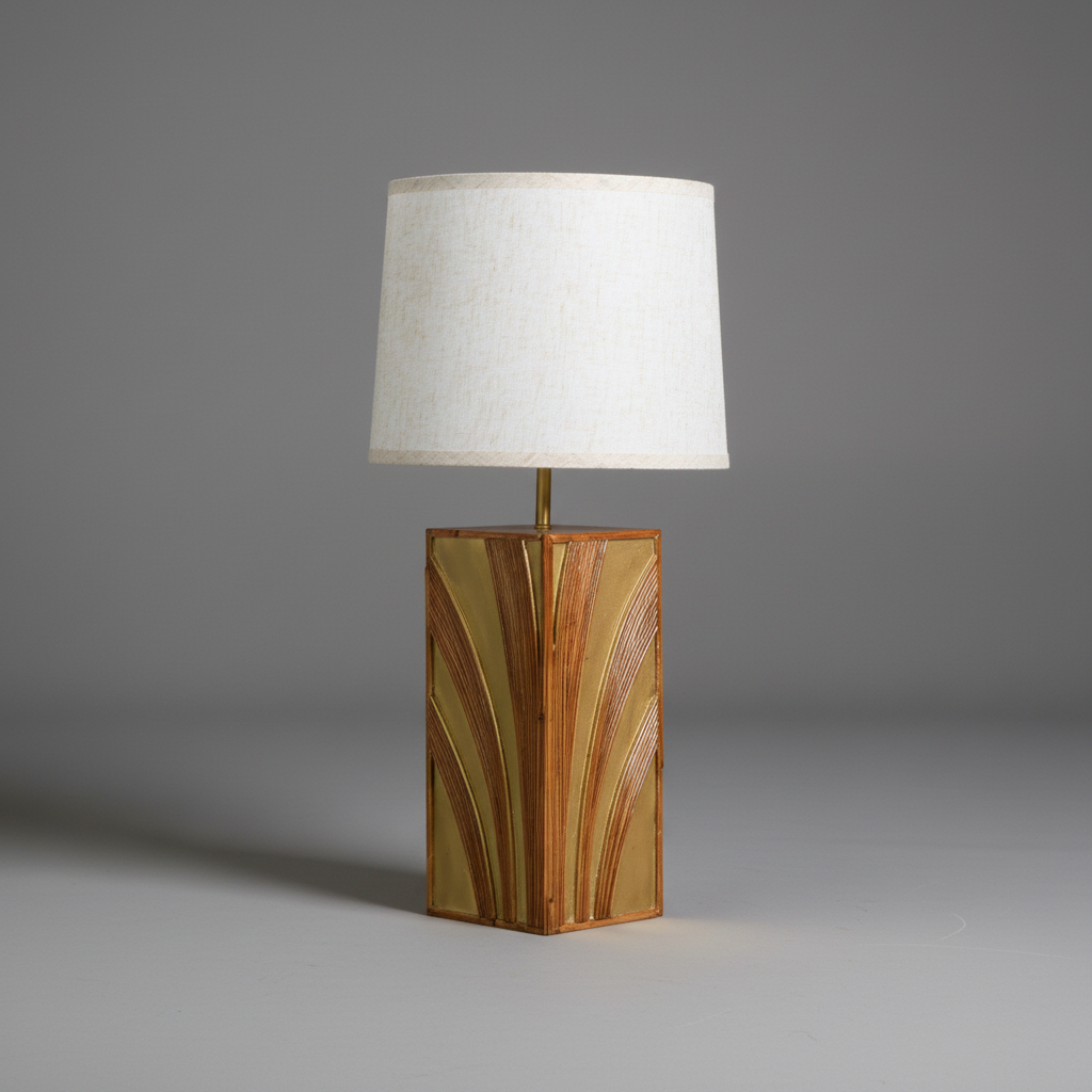 Rattan lamp profile photo with grey background