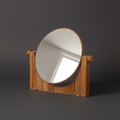 Rattan mirror on dark grey background