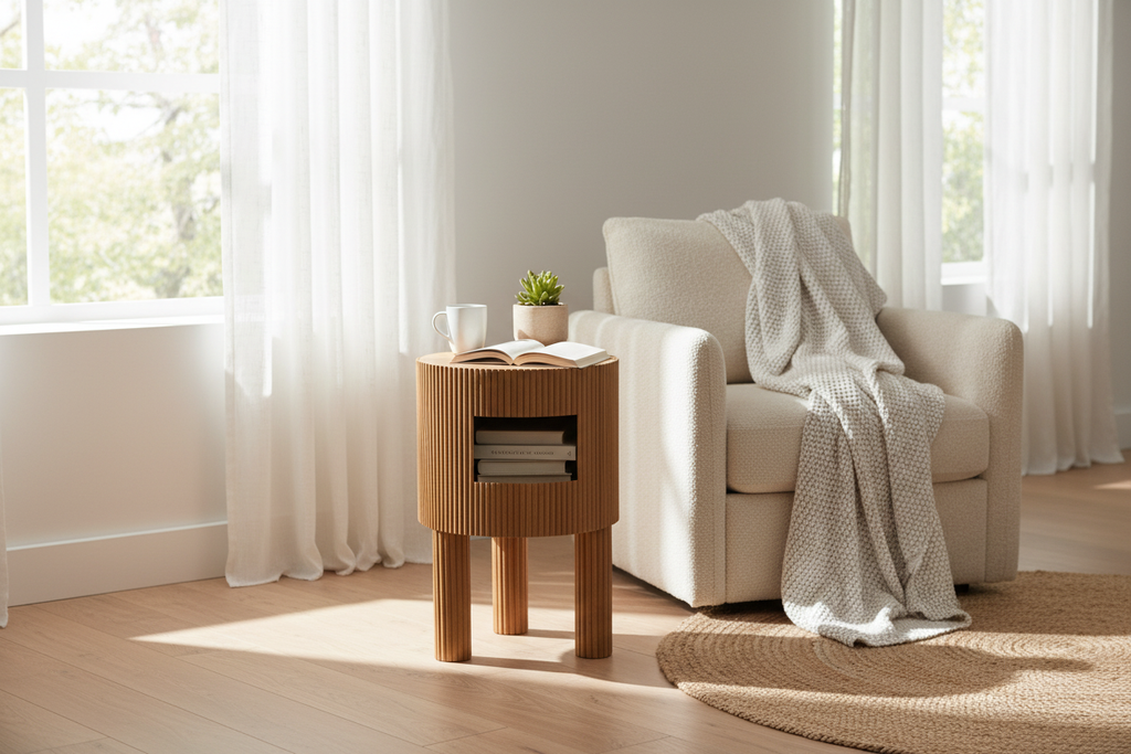 Rattan side table lifestyle photo