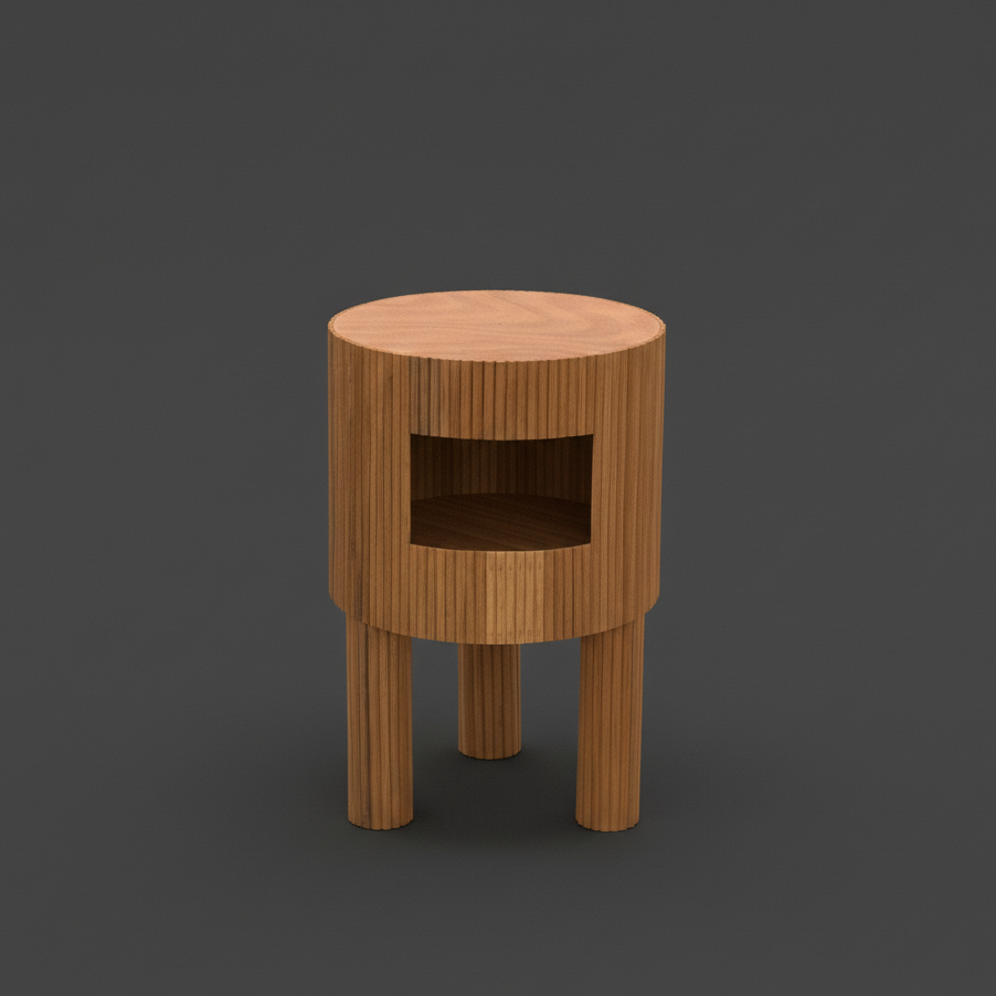 Rattan side table on dark/ rattanology