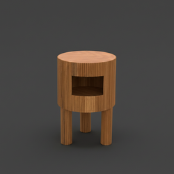 Rattan side table on dark/ rattanology