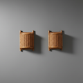 Rattan Wall Light Set on Grey Background