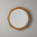 Round Rattan Mirror Grey Background