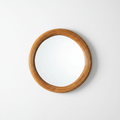 Round Rattan Mirror on White Background
