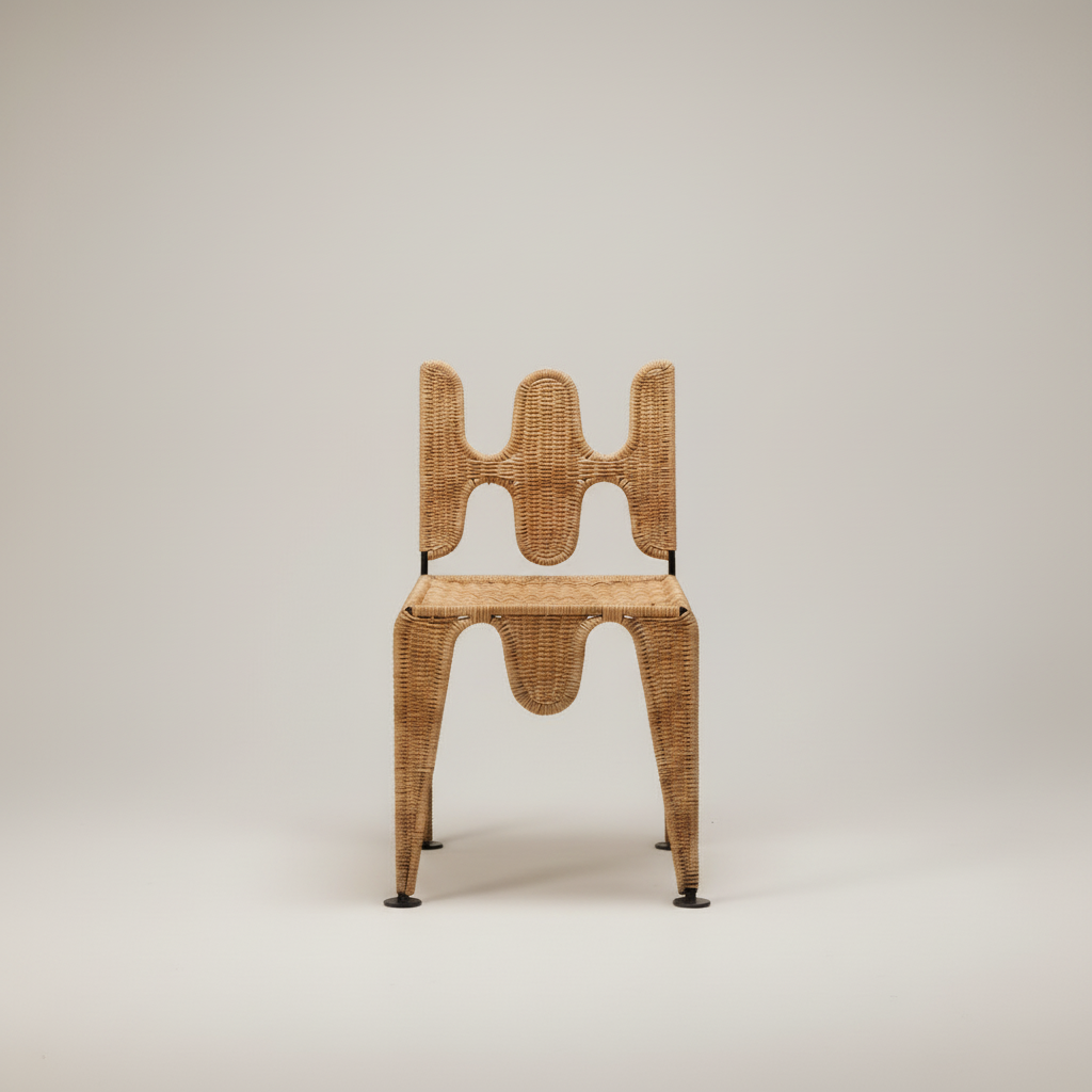 Sculptural Chair on Light Grey Background