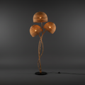Tre Lune Rattan Floor Lamp – Three-Quarter View, Sculptural Three-Shade Design by Rattanology