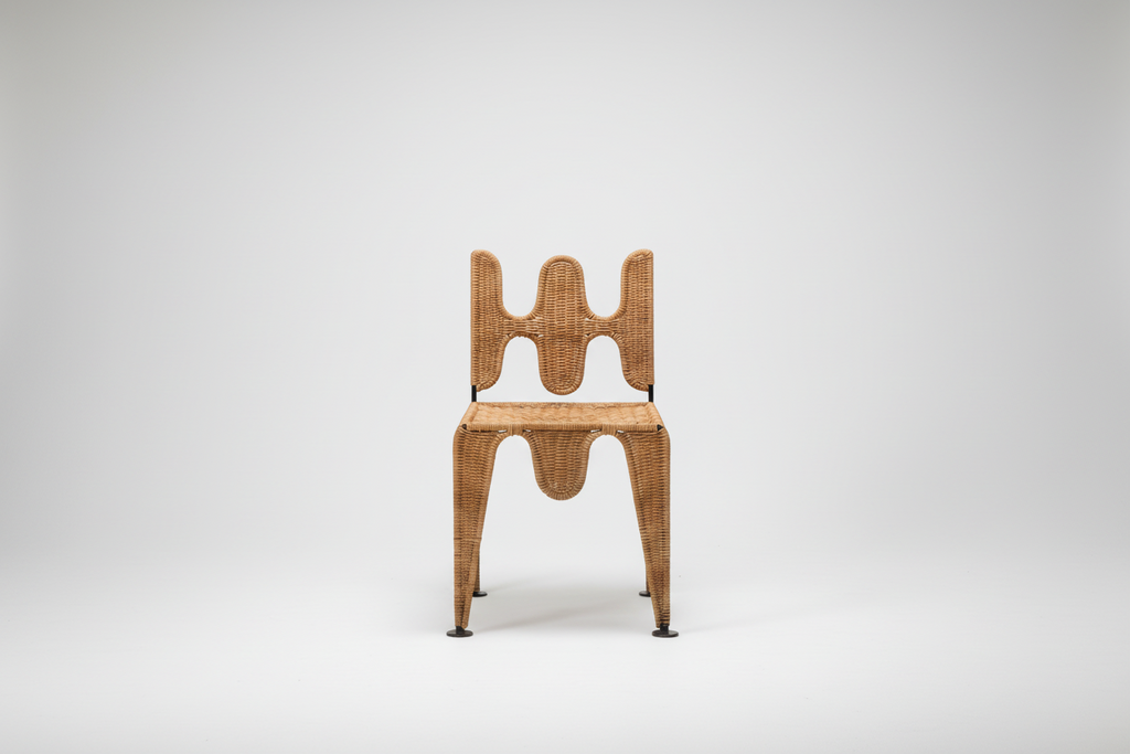 Sculptural Wicker Wrought Iron Chair