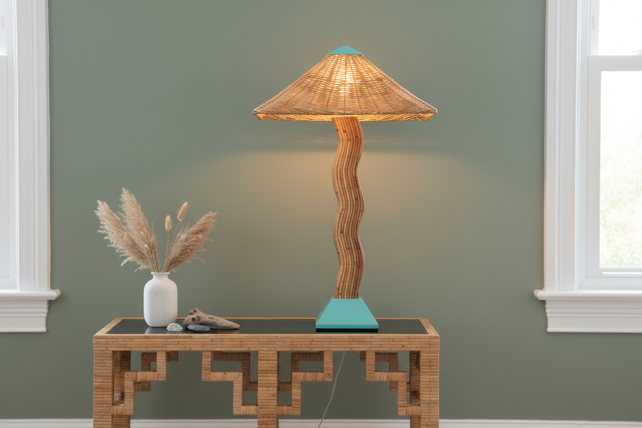 Turquoise lamp with rectangular shade