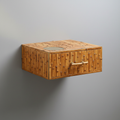 Wall-mounted bamboo nightstand on grey wall