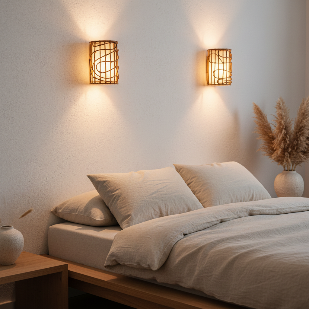 Whisper| Organic Rattan Wall Sconce (Set of Two)