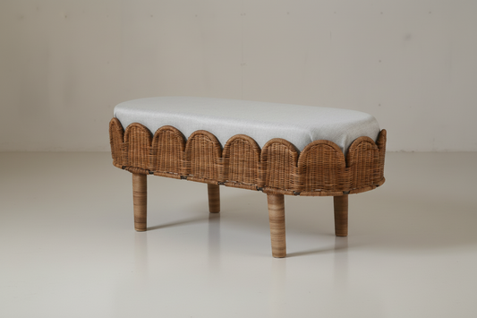 Handcrafted Wicker Scallop Ottoman Bench “Otto”