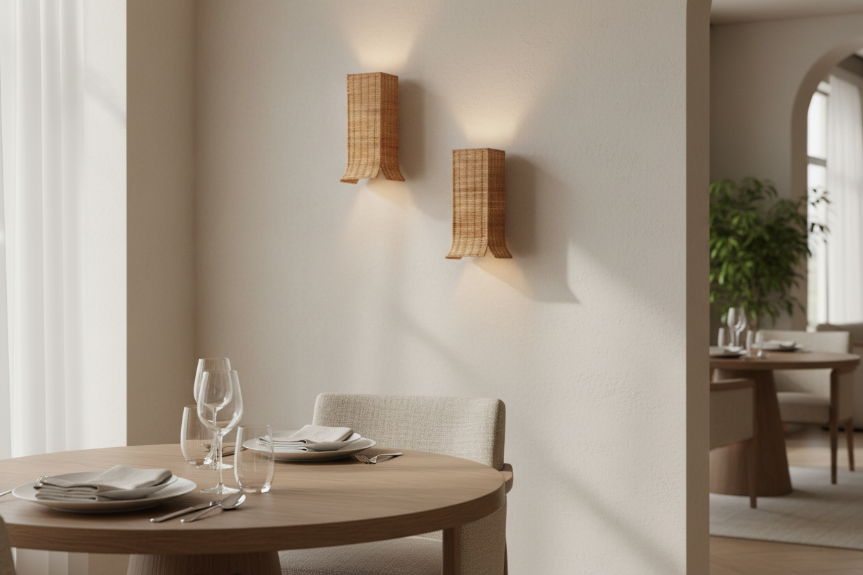 Wicker Wall Lamps - Proportional Hospitality Setting