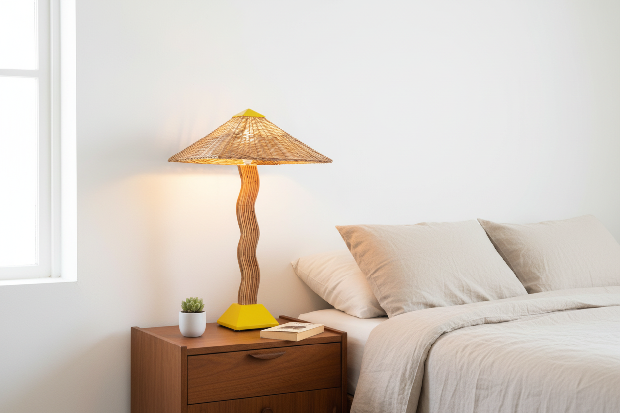 Yellow lamp with rectangular shade
